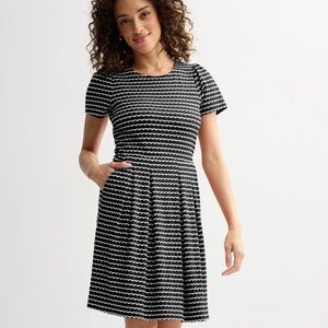 Draper James Women’s XXLarge Short Sleeve Knit Dress Black White Stripe Stretch